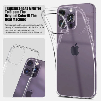 Luxury Clear Silicone Phone Case – Shockproof Transparent Bumper Back Cover for iPhone 7, 8, X, XR, XS, 11, 12, 13, 14, 15, 16 Pro & Pro Max