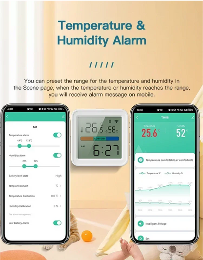 Tuya WiFi Temperature & Humidity Sensor — Smart Life Backlight Hygrometer Thermometer, Compatible with Alexa & Google Home