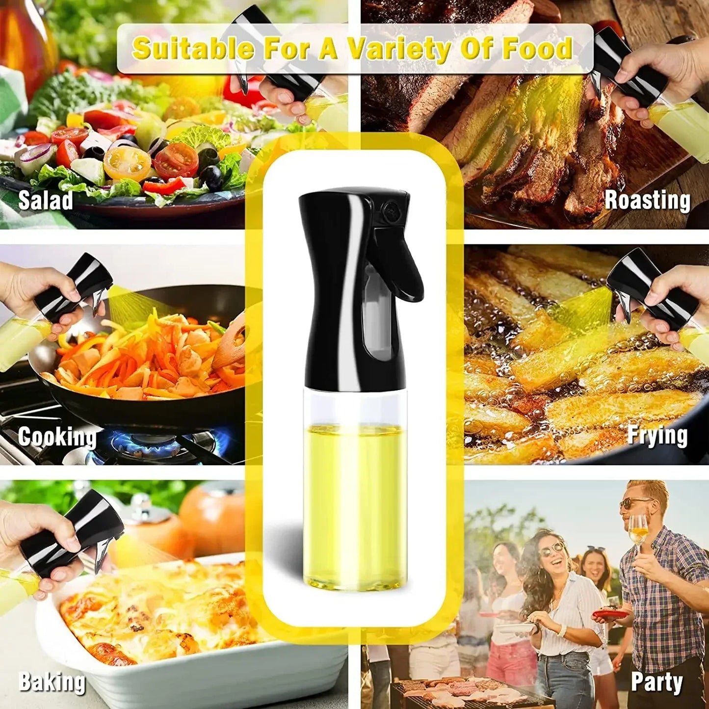200/300/500ml Oil Spray Bottle – Olive Oil Vinegar Soy Sauce Sprayer Dispenser for Cooking, Baking & Camping