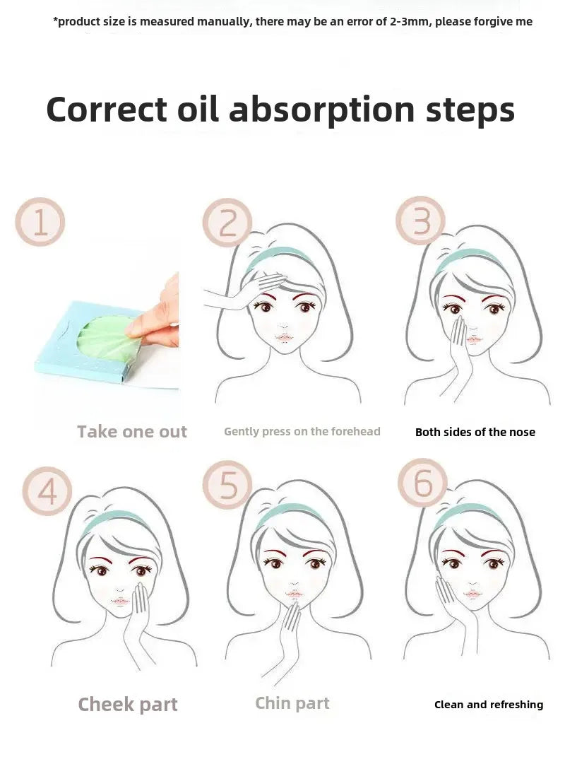 100/300PCS or 6 Packs Portable Facial Oil Blotting Papers – Oil Control & Face Cleansing Wipes