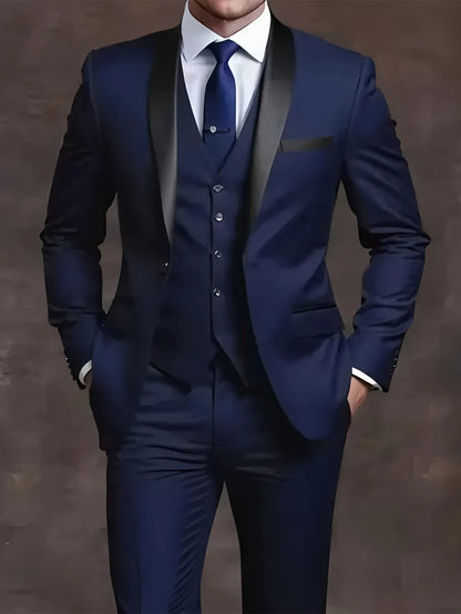 Men's Slim Fit Tuxedo Suit Set - Elegant Black Formal Suit for Weddings, Business & Special Occasions