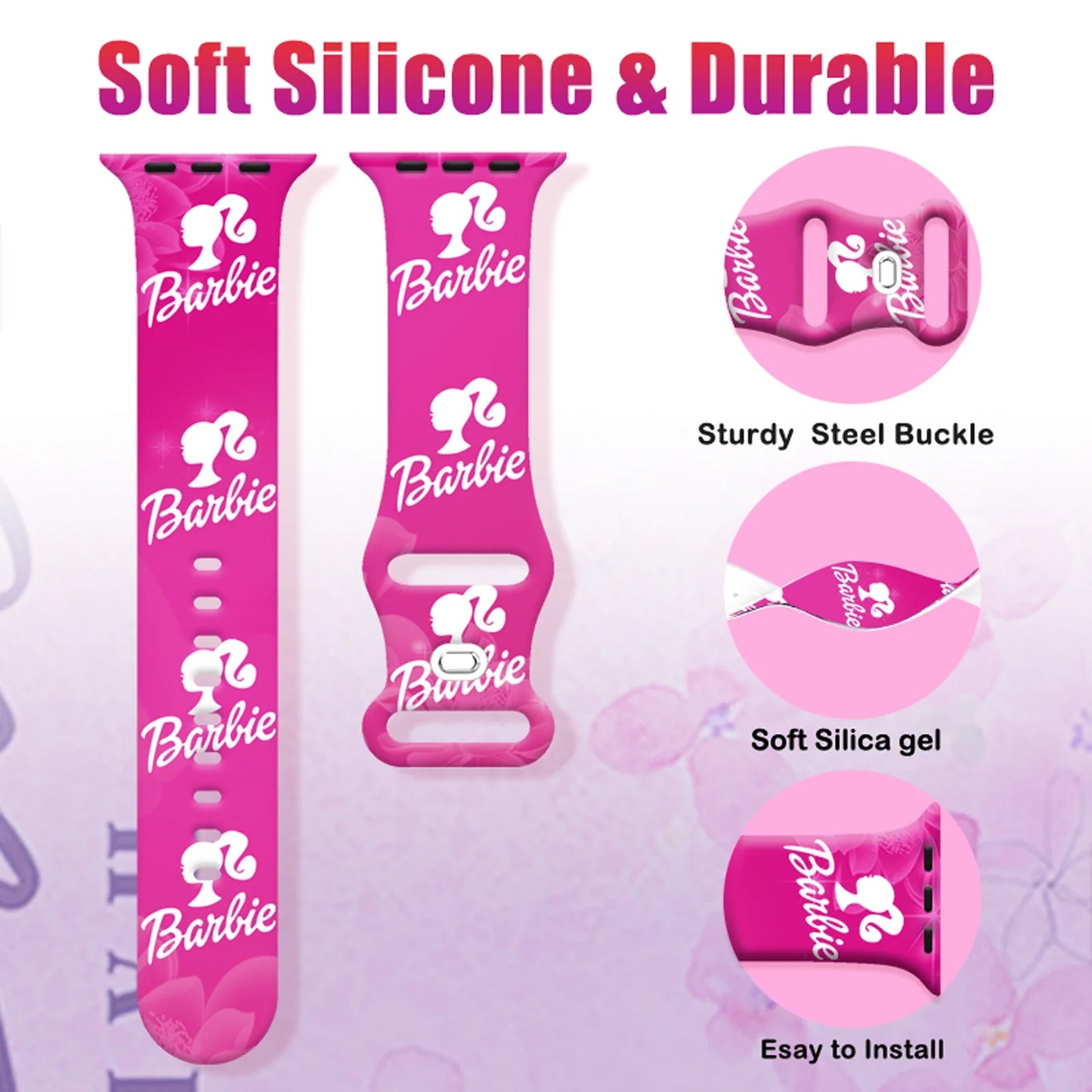Doll Printed Silicone Strap for Apple Watch 9/8/7/SE/6 - Replaceable 45mm 44mm 42mm 41mm Band for iWatch Sport