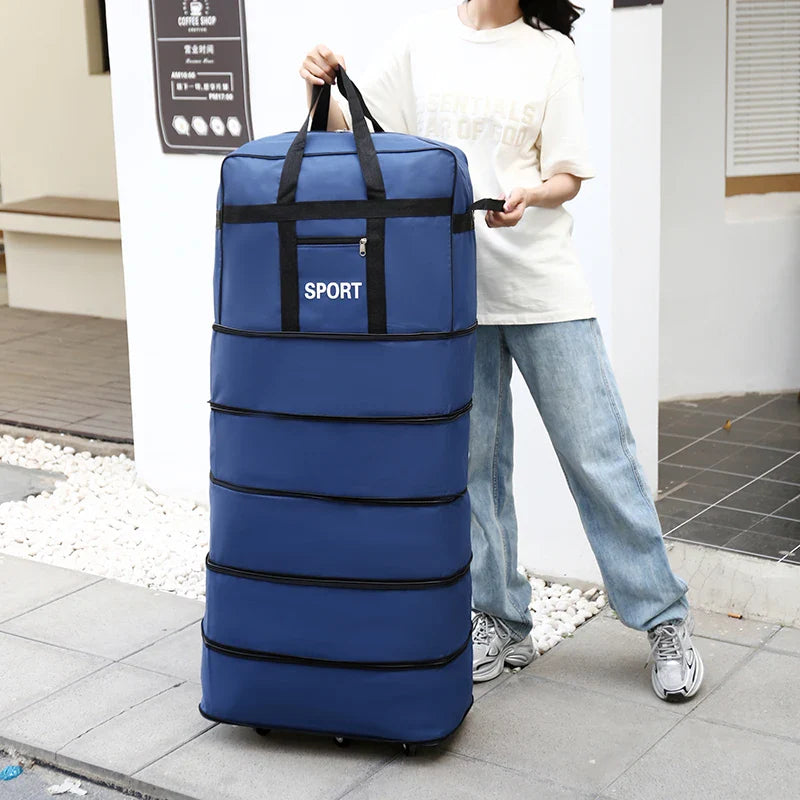 5-Layer Folding Wheeled Travel Bag – Large Capacity Waterproof Durable Luggage for Weekend Trips & Overnight Travel