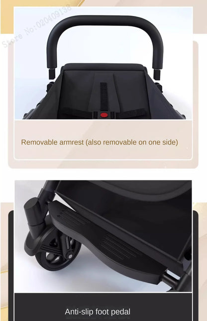 Lightweight Two-Way Baby Stroller — High Landscape, Spine Protection, 4-Wheel Newborn Push Trolley