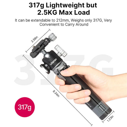 Ulanzi MT-24 Vlog Lite Metal Tripod – Extendable Monopod with Ballhead, Cold Shoe, Arca Quick Release, 1/4" Mount, 2.5KG Max Load