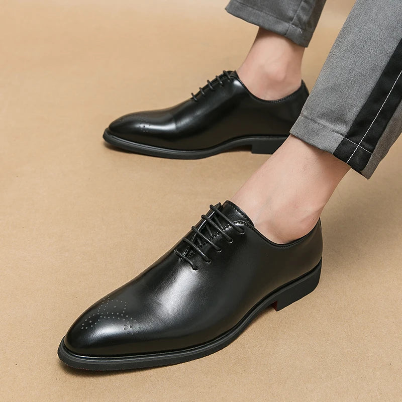 Luxury Men’s Leather Oxford Dress Shoes – High-Quality Gentleman Wedding & Office Shoes 2024