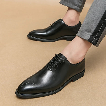 Luxury Men’s Leather Oxford Dress Shoes – High-Quality Gentleman Wedding & Office Shoes 2024