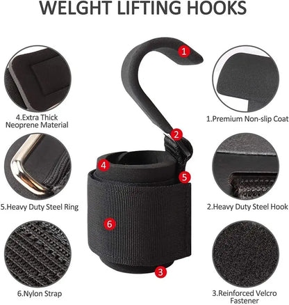 Weight Lifting Hook Grip Straps with Wrist Support – Gym Fitness Gloves for Pull-Ups, Powerlifting & Strength Training Grip Assistance