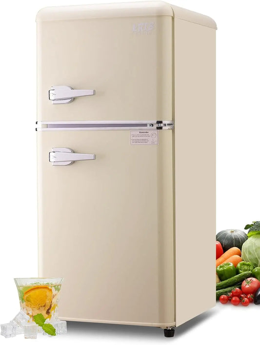 KRIB BLING 3.2 Cu.ft Compact Mini Fridge with Freezer – Retro Drink Chiller for Home & Office