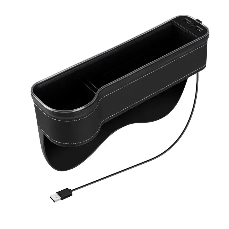 Car Seat Gap Organizer with 2 USB Chargers, LED Colorful Light, Pocket for Cards, Phone, Bottle & Cup Holder