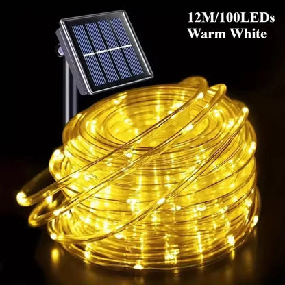 LED Solar String Lights – Waterproof Tube Rope Fairy Lights for Garden, Christmas & Outdoor Holiday Home Decoration