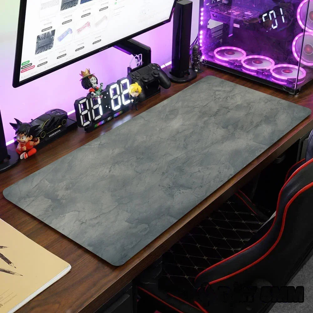 900x400mm XXL Large Desk Mouse Pad – Grey Gaming Keyboard Mat with Overlock Edge, Anti-Slip Computer Desk Mat Accessories