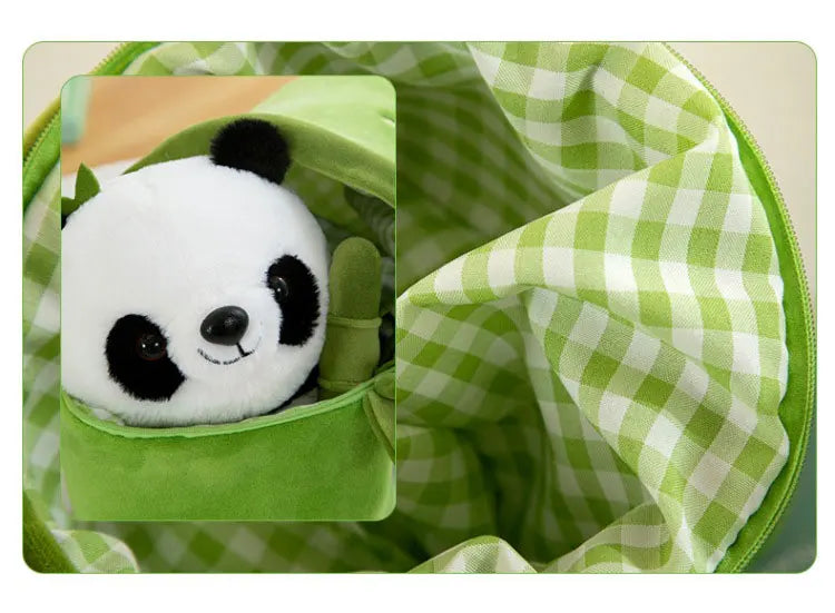 Kawaii Bamboo Tube Panda Plush Toy Set – Cute Reversible Stuffed Bear Dolls, Children’s Valentine’s Day Gift