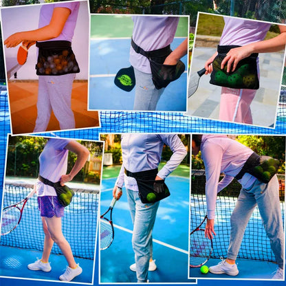 Tennis Ball Waist Bag Mesh Hip Pouch Holder – Portable Breathable Waist Pack for Tennis Balls Storage and Sports Training Accessory