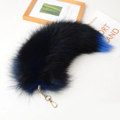 Plush Fox & Raccoon Tail Keychain – 28cm Furry Animal Tail Pompom Bag Charm & Keyring Pendant