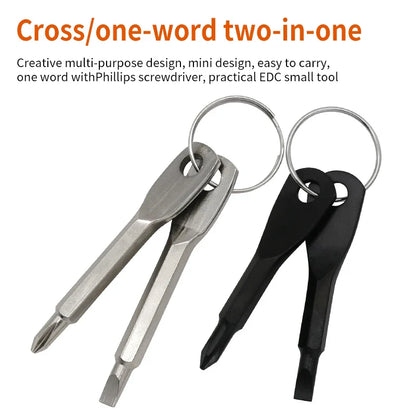 Portable Phillips Slotted Screwdriver Key Ring: Multi Mini Pocket Repair Tool Gadget
