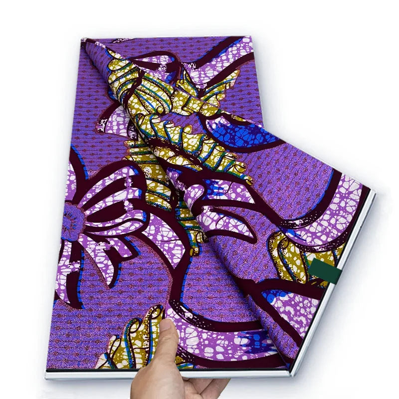 Grand African Glitter Wax Fabric - 6 Yards Soft Cotton Ankara Print Material for Nigerian Clothing