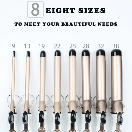 Professional Electric Hair Curler – 9-38mm Temperature Adjustable Curling Iron Wand with LCD Display