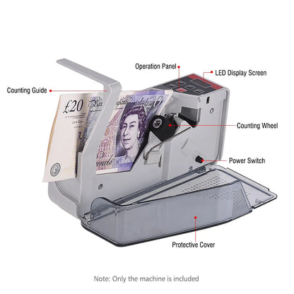 Portable Mini Money Counter – Worldwide Bill & Currency Counting Machine with LED Display for Financial Use