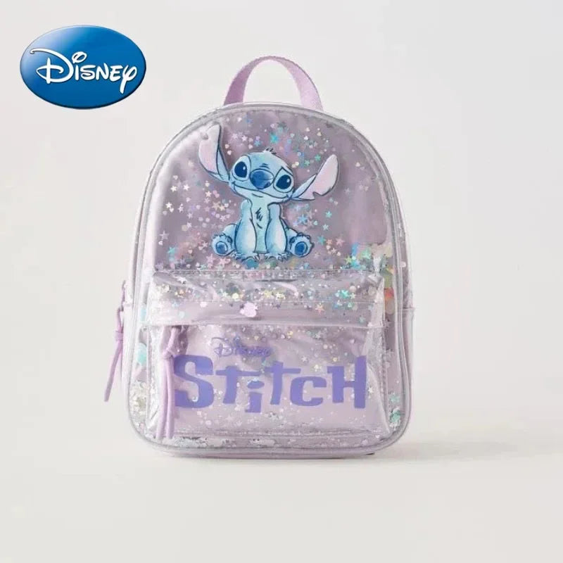 Disney Stitched Cartoon Sequined School Bag - Trendy & Versatile Backpack for Boys and Girls, Perfect for Kindergarten