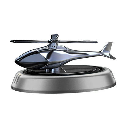 Solar-Powered Rotation Helicopter Car Air Freshener – Alloy + ABS Wooden Aromatherapy Aroma Diffuser