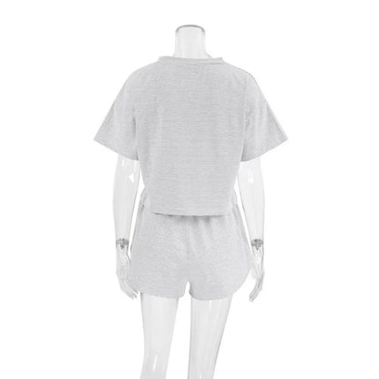 Women's Stripe 2-Piece Pajamas Set – Short Sleeve Top & Shorts Casual Sleepwear