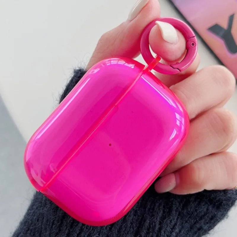 Fluorescent Candy Color Earphone Cover for Apple AirPods 1/2/3/4 & Pro 3 — Crystal Clear Soft TPU Transparent Protective Case