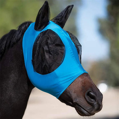 Anti-Fly Knitted Mesh Horse Mask — Breathable Anti-Mosquito & Anti-Worm Equestrian Riding Gear