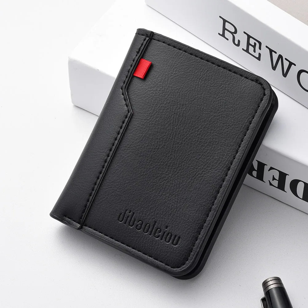 Ultra-Thin Mini PU Leather Credit Card Wallet – High-Quality Vertical Men’s Wallet Holder