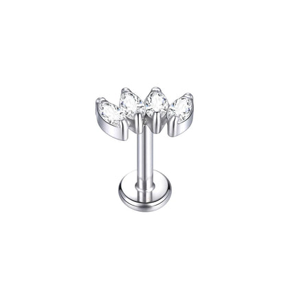 Titanium CZ Tragus & Helix Stud – Internally Threaded Labret Lip Ring Piercing Earring (1PC)
