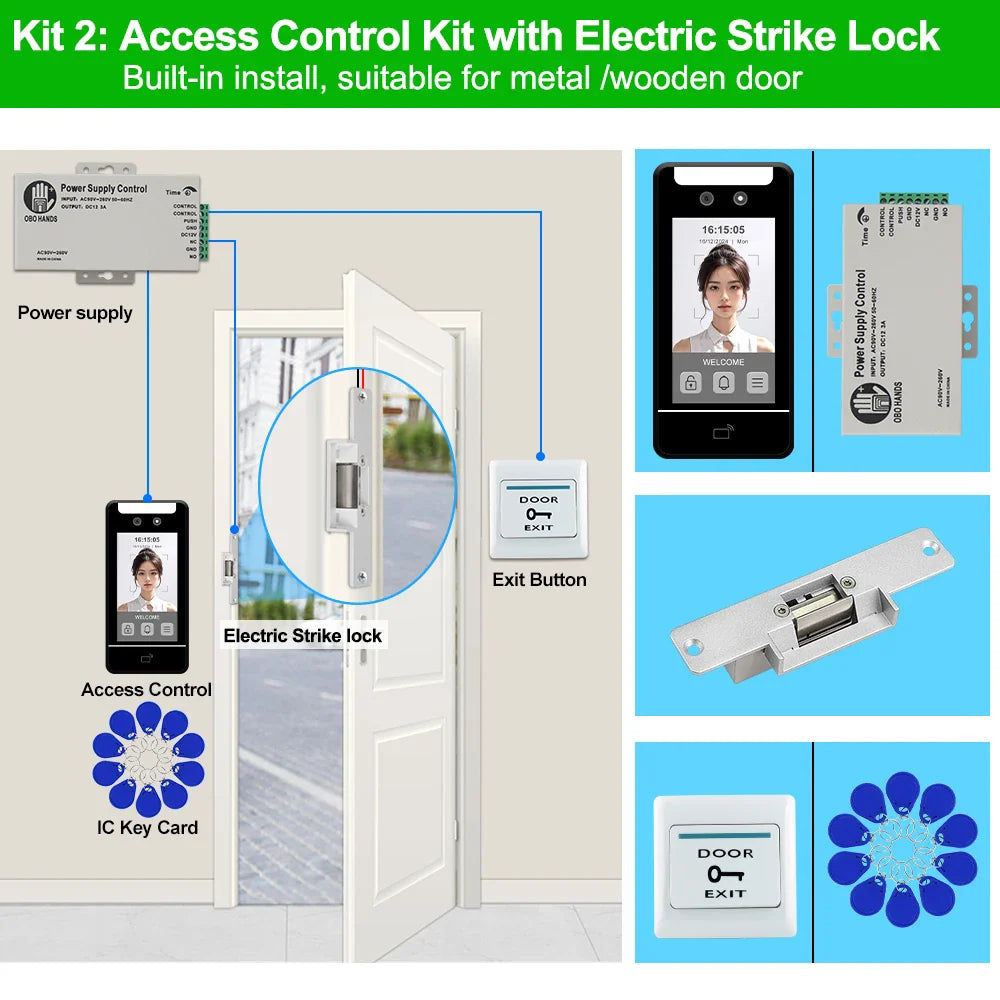 5-Inch Face Recognition Access Control System – Waterproof RFID & Password Attendance Reader for Door Entry