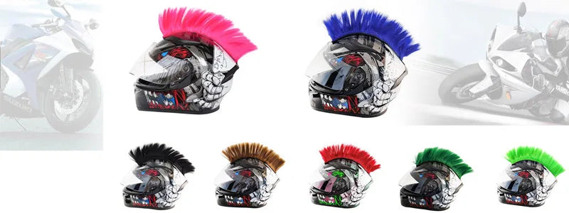 Creative Motorcycle Helmet Mohawk Wig – Electric Helmet Decoration Cosplay Accessories for Motorbike