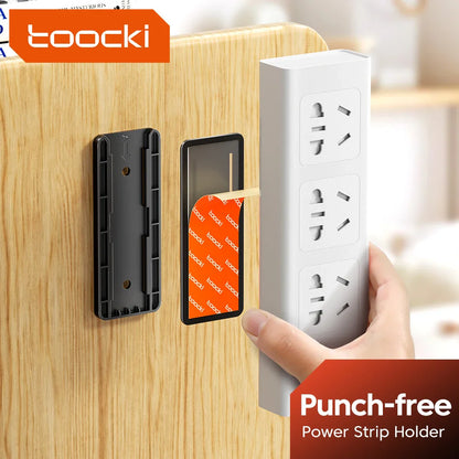 Toocki Punch-Free Wall-Mounted Power Strip Holder – Socket Fixer & Home Power Organizer for Kitchen & Office