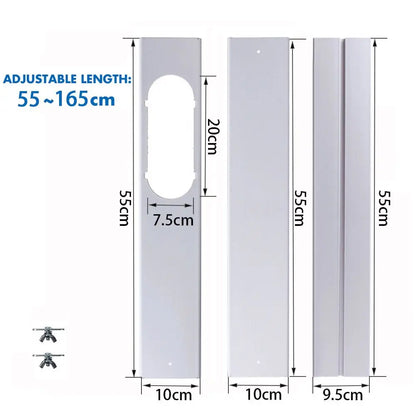 Adjustable Portable AC Window Kit – Slide Plate & Exhaust Hose Connector Adaptor with Wind Shield