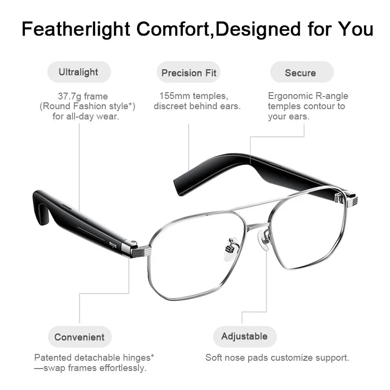 XIAOMI MIJIA Smart Audio Glasses Joyful Edition — Bluetooth 5.2, Detachable Headset, Long Standby, 2h Fast Charge, Anti-Leakage Sound