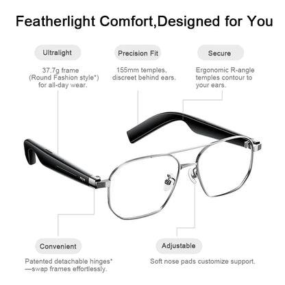 XIAOMI MIJIA Smart Audio Glasses Joyful Edition — Bluetooth 5.2, Detachable Headset, Long Standby, 2h Fast Charge, Anti-Leakage Sound