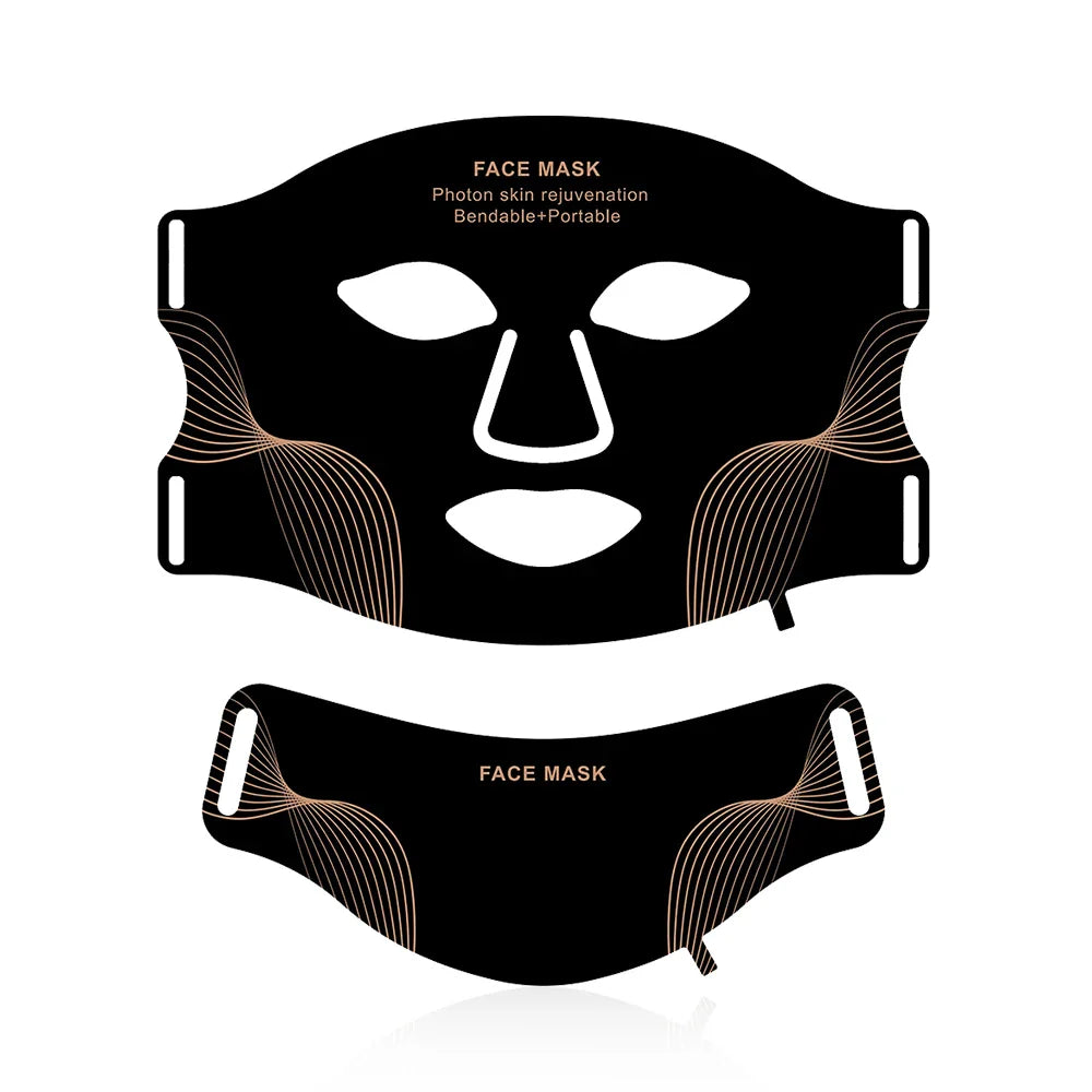 Silicone LED Mask with Neck – 7-Color Photon Red Light & Infrared Therapy, Flexible Wireless Facial Skin Repair Mask