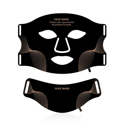 Silicone LED Mask with Neck – 7-Color Photon Red Light & Infrared Therapy, Flexible Wireless Facial Skin Repair Mask
