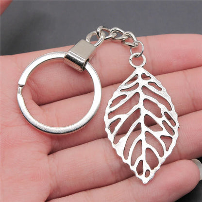 New Fashion Men 30mm Metal Alloy Keychain with Vintage Heart, Flower, Rose, Sunflower & Tree Pendant DIY Keyring Holder Chain Accessory