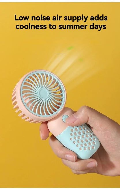 Mini Cartoon USB Handheld Fan – Portable Pocket-Sized Charging Fan for Home, Office, Outdoor & Student Dorm Use