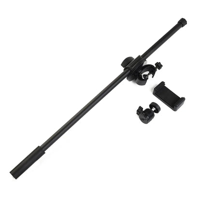 55CM Rotating Microphone Stand with Crossbar Arms - Mic Clip, Phone Holder, and Extension Bracket, Designed with 3/8" Thread Crossbar