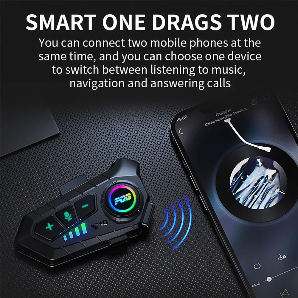 Bluetooth 5.3 Motorcycle Helmet Headset: Waterproof Wireless Hands-free Call Kit - MP3 Music Player Speaker, Perfect for Moto Riders