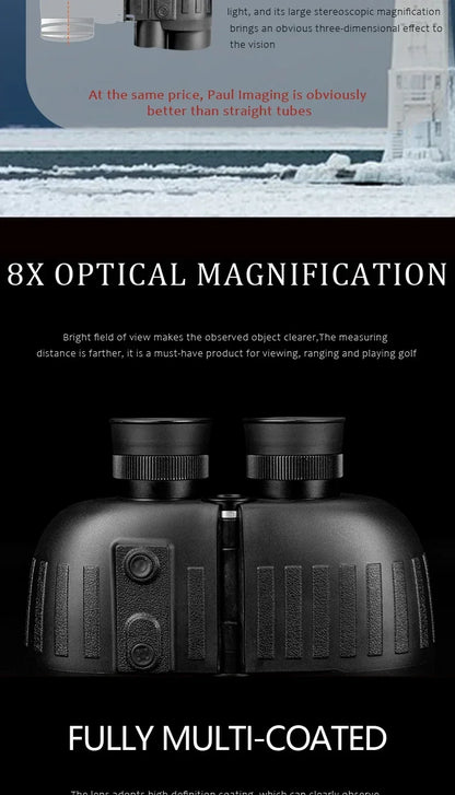 1500m Marine Binoculars for Adults – 8x40 with Rangefinder, Compass, IP65 Waterproof, UHD Field of View 8°