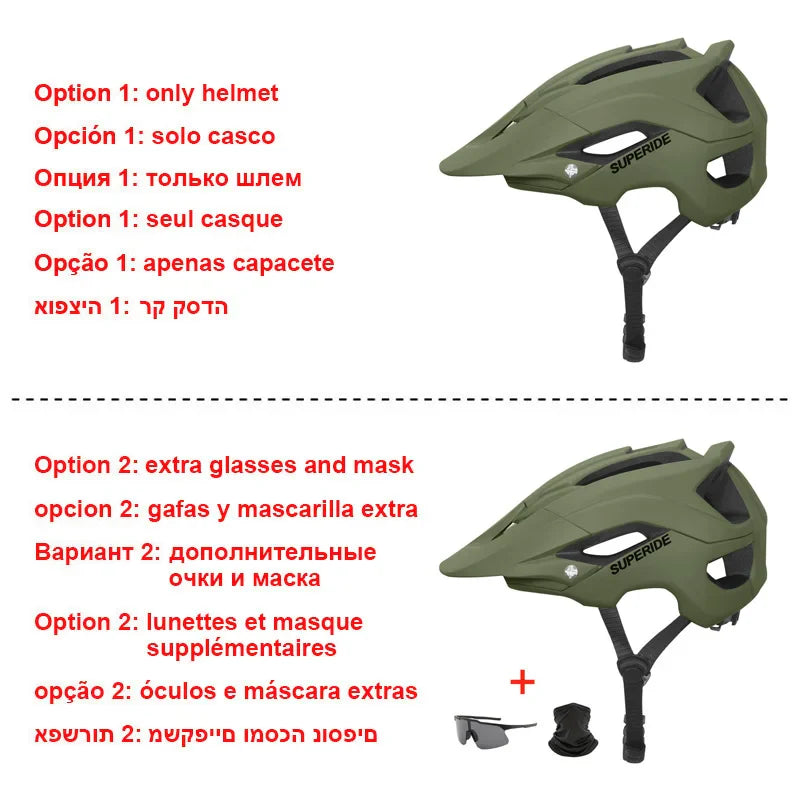 SUPERIDE In-Mold DH MTB Bicycle Helmet - Anti-Impact Sports Road & Mountain Bike Helmet for Men & Women, Cycling Safety Gear