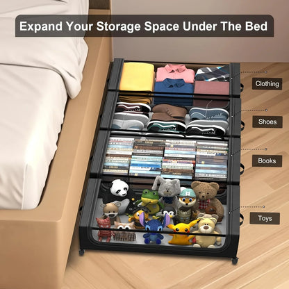 Underbed Storage Lockers with Wheels & Lids – Space-Saving Pull-Out Containers for Shoes & Clothes, Ideal for Dorm Bedrooms