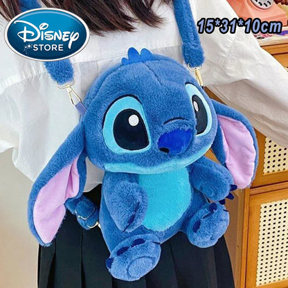 Disney Blue Stitch Plush Backpack – Large-Capacity Cartoon Bag for Kids & Kindergarten Gift