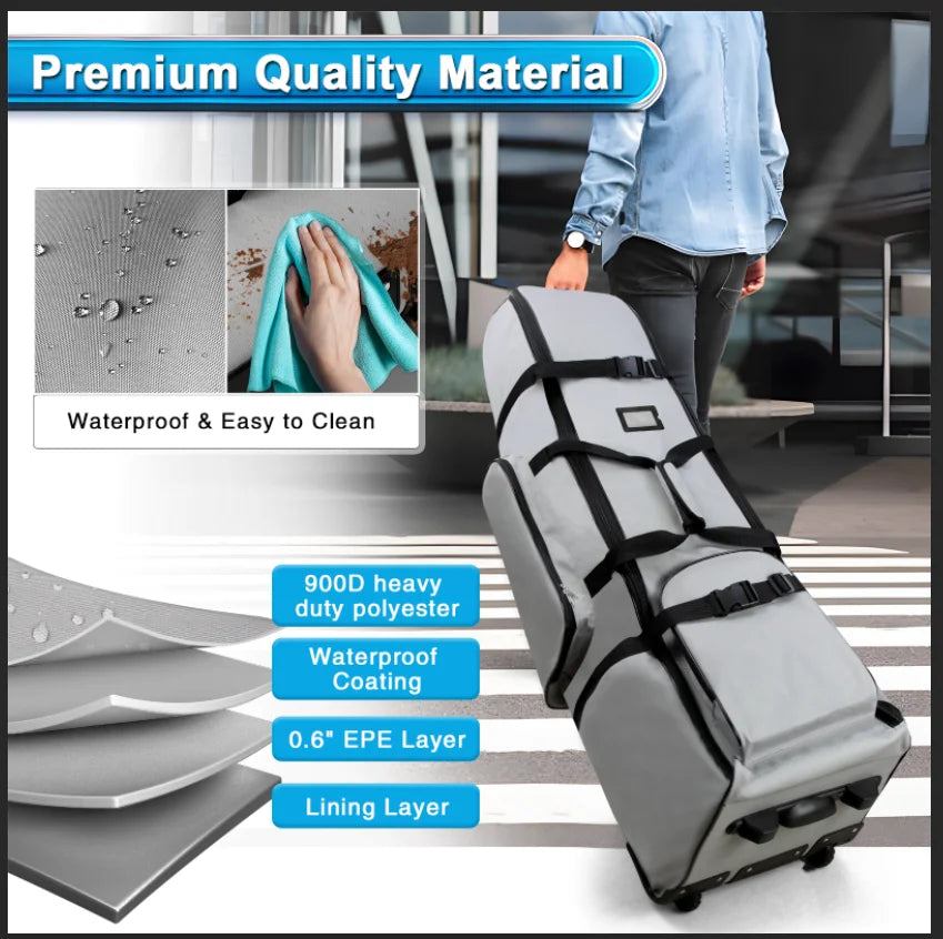 Heavy Duty Golf Travel Bag – 900D Polyester Oxford, Wear-Resistant, Foldable Soft-Sided Case with Zipper & Wheels