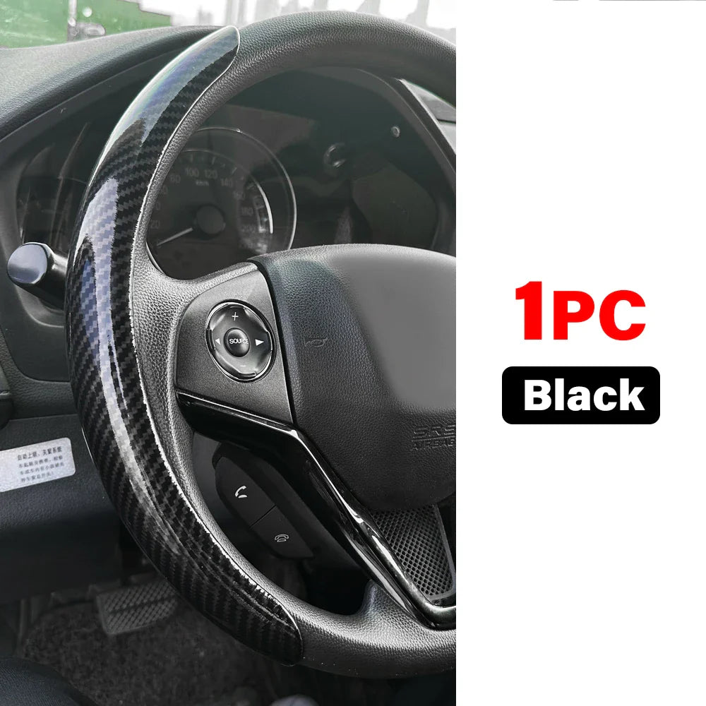 DIY Car Steering Wheel Cover — Microfiber Leather with Glossy Carbon Fiber Look