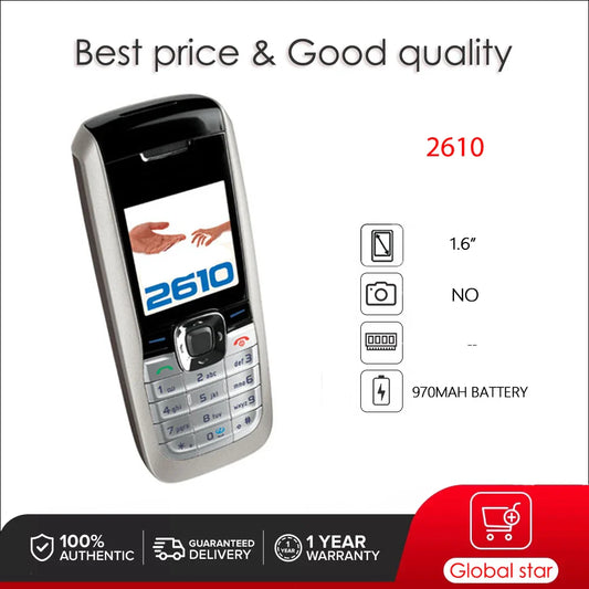 Original Unlocked Nokia 2610 Mobile Phone – Loudspeaker, Multi-Language Keyboard (Russian, Arabic, Hebrew), Made in Finland