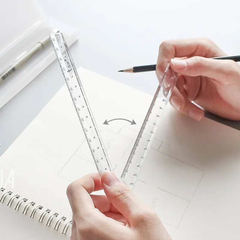 MOHAMM Folding Acrylic Ruler – Portable Measuring Tool for School, Office & Study Use, Durable Transparent Stationery Ruler